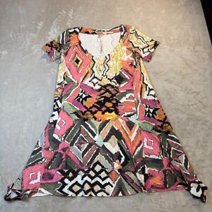 Uncle Frank Anthropologie Ikat Handkerchief Hem V-Neck Dress XS Multi-Color